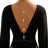 Simple Multilayer Rhinestone Back Chain Necklaces for Women Sexy Metal Shiny Crystal Bikini Waist Chain Body Chain Jewelry Gifts