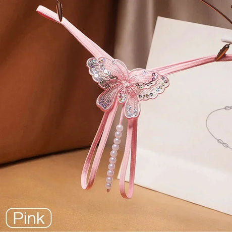 Butterfly Embroidery Pearl Thong Women Sexy Lace Panties Open Crotch G-String Female Lingerie Massage Pearl Underwear T-Back