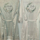 Personalised Sega Floral Wreath Robes Custom Bridal Robe Satin Wedding Bridesmaid Kimono Dressing Gown Bride to be Robe