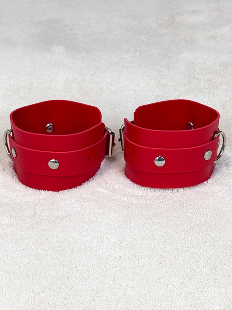 2PCS PU Leather Bracelet Bondage Leather Handcuffs Buckle Adjustable Vintage Punk Clothing Ankle Cuffs