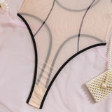 Toucheart Erotic Bodysuit Women's Printed Mesh Jumpsuit Sexy Intimate Hollow See-through Backless One-piece Underwear for Women