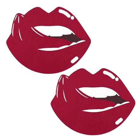 8pcs KISS Red Lip Print Shape Women Self-Adhesive Disposable Satin Nipple Cover Breast Pasties Stickers for Strapless Clothes