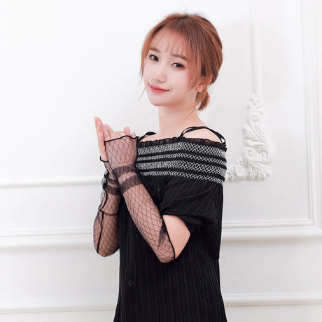 Cycling Bike Thin Arm Warmers Breathable Sunscreen Long-Sleeved Sun Protection Sleeves Driving Gloves Mesh Lace Gloves