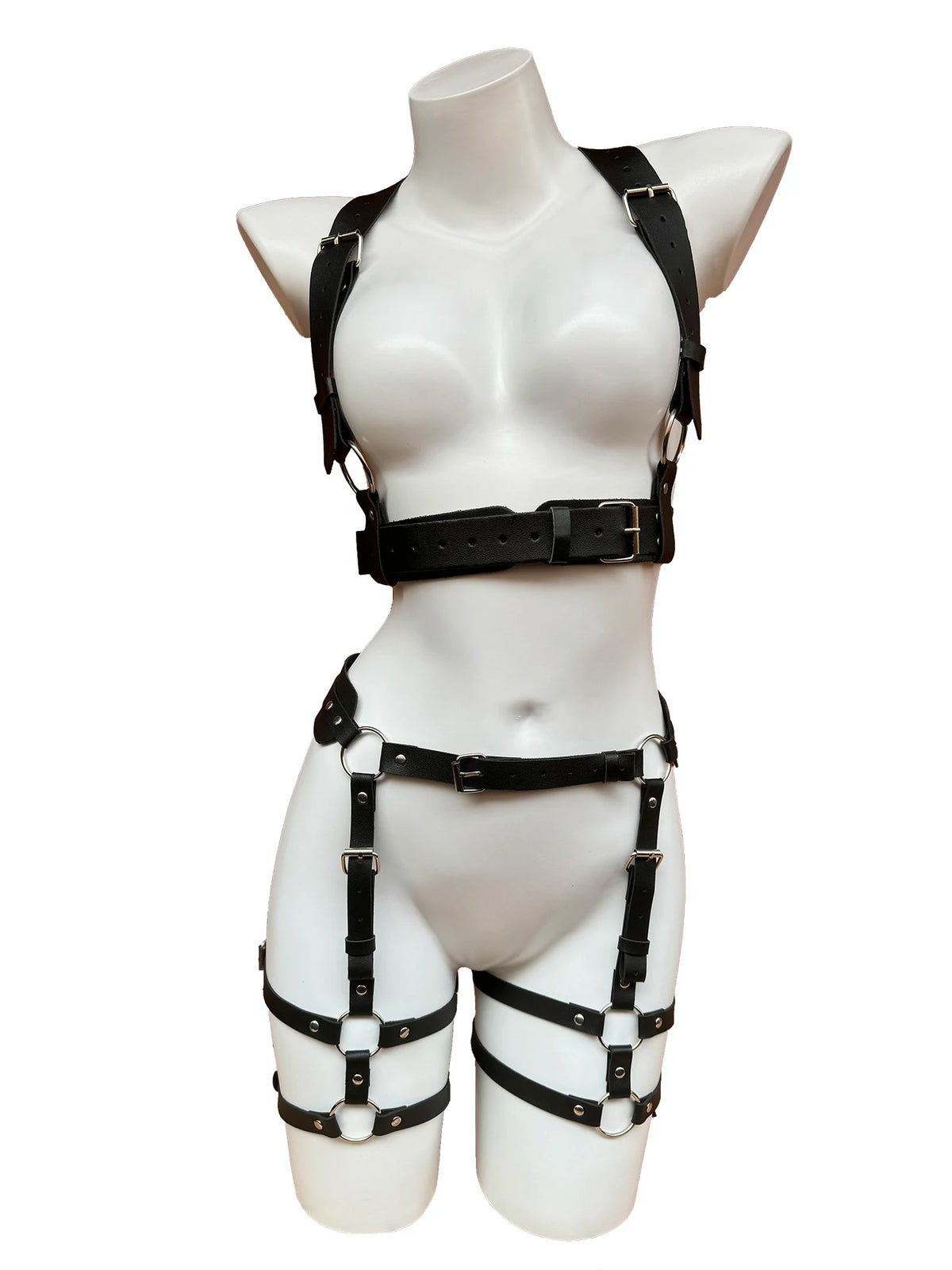 Bdsm Full Body Bondage Set Harness Women Lingerie Bondage BDSM Erotic Thigh Garter Leather Bra Goth Rave Suspenders Stocking