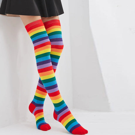 1/6 Pairs Women's Striped Stocking Japanese Over Knee Socks Fashion Women Keep Warm Slim Long Socks Black White Striped Hosiery