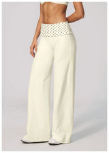 Fashion Polka Dot And Striped Wide Leg Pants For Women Fold Over Waist  Bell-bottoms Flare Yoga Pants Push Up Workout Leggings