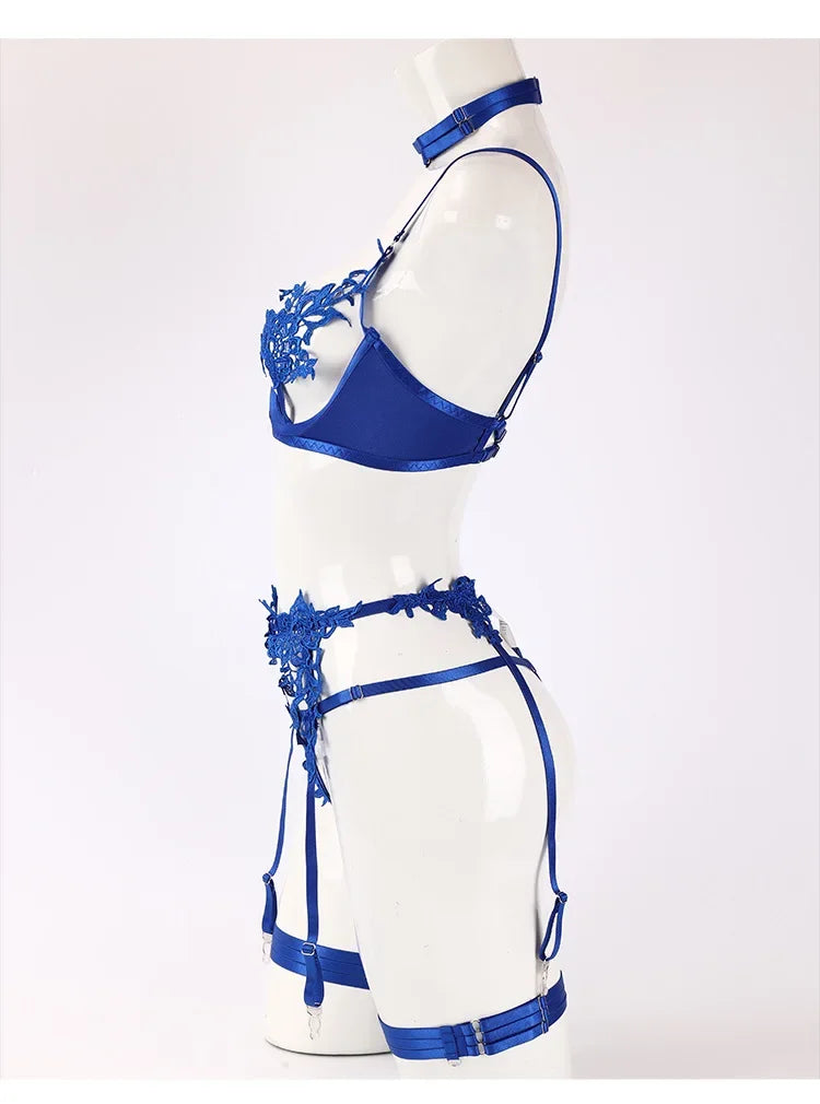 Tornova Sexy Lingerie Cross Lace Splicing Women's Embroidery See-Through Passionate Temptation Leg Rings Free Charge Underwear