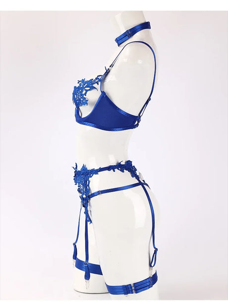 Tornova Sexy Lingerie Cross Lace Splicing Women's Embroidery See-Through Passionate Temptation Leg Rings Free Charge Underwear