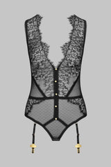 Toucheart Erotic Bodysuit Lace See-through Jumpsuit Sexy Garter Stockings Set Hollow Mesh Sexy Elegant Hot Underwear for Women