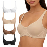 Women's Unlined Balconette Sport Bra Underwire Supportive Plus Size Daily Comfort Smooth Scoop Neck Invisible Under Every Outfit