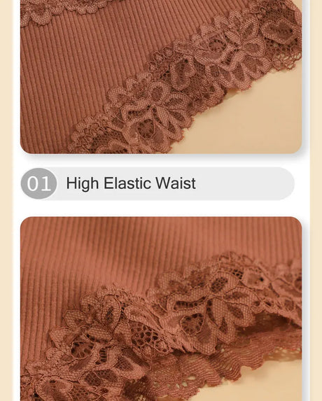 3PCS/Set Sexy Lace Seamless Cotton Brazilian Panties Women Ribbed Intimates Breathable Panties Low Waist Female Cotton Underwear