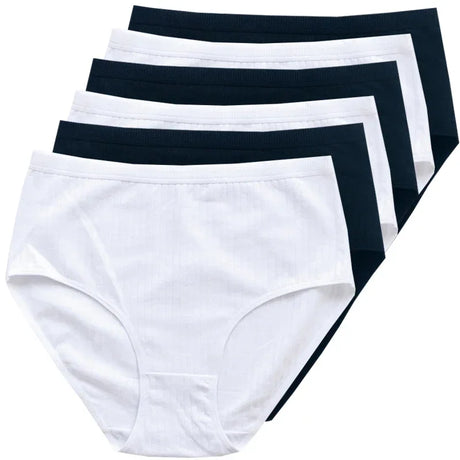 6pcs Cotton Women Panties Lady Plus Size Underwear High Waist Briefs Breathable Solid Color Female Lingerie Shorts