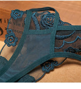 Women French Embroidery Panties, Low Waist Sheer Straps Seamless Breathable Plus Size Triangular Underwear