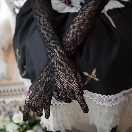 Sexy Elastic Mesh Gloves With Colored Flash Diamonds Bungee Stage Performance Hollow Fishing Net Punk Hiphop Women's Gloves R51