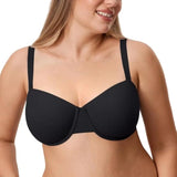 DELIMIRA Women Bras Underwear Push Up Inbarely Plus Balconette Bra Plus Size Full Coverage Seamless Unlined Underwire Bras