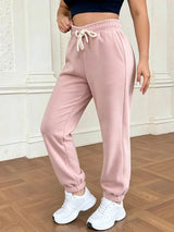 Autumn Winter Warm Solid Color Fleece Women Long Pants Casual Loose Elastic Waist Sports Pants Office Ladies Trousers Women