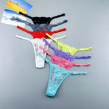 3PCS Adjustable Sexy Transparent Thong Panties Women Lace Underwear Low Waist Female T-back String Underpants