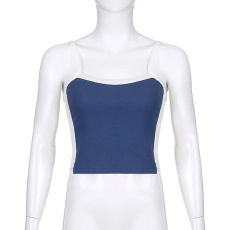Sleeveless Knitted Crop Tops Green Sexy Basic Patchwork 2023 Summer Casual Cami Backless Y2k Vintage Tank Top Women