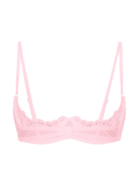 Women's Sexy Open Cup Bra Tops Sheer Floral Lace Underwire Push Up Bralette Cupless Lingerie Exposed Breast Underwear Nightwear