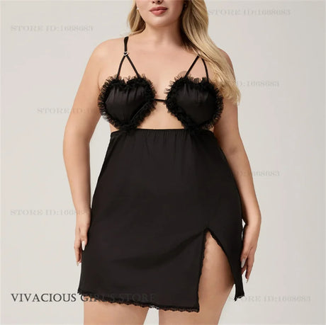 Women's Nightgown Chemise Sleepwear Sexy Lace Intimate Lingerie Backless Hollow Out Night Dress Underwear Oversize Homewear