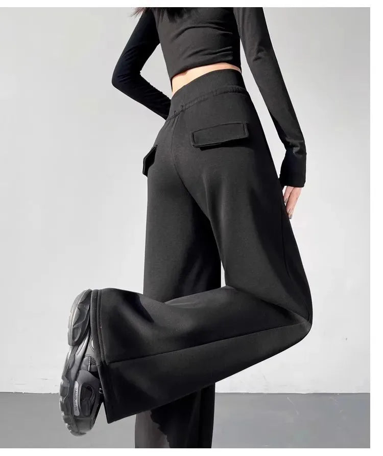 Elegant Women's Pants Palazzo Flared Wide Killer High Waist OL Ladies Career Long Trousers