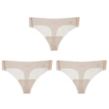 1/3pcs Ultra-Thin Ice Silk Thong Panties Women Seamless Transparent Low-Rise Quick Dry Underwear