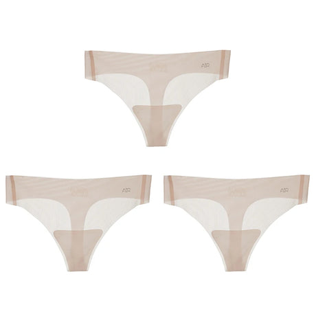 1/3pcs Ultra-Thin Ice Silk Thong Panties Women Seamless Transparent Low-Rise Quick Dry Underwear