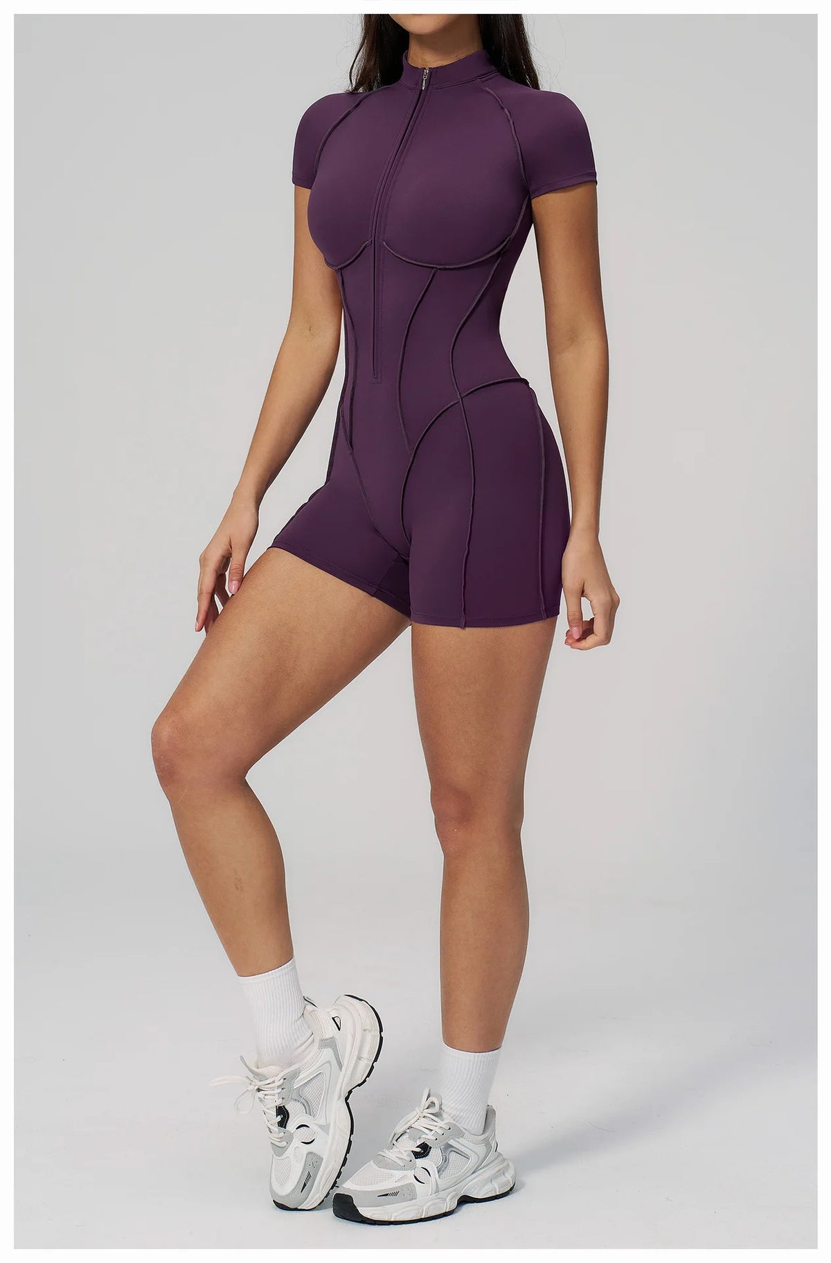 2026 Yoga Bodysuit Short Sleeves Women Tracksuits Gym Zipper Jumpsuits Sports Workout Rompers Fitness One-piece Suit Activewear