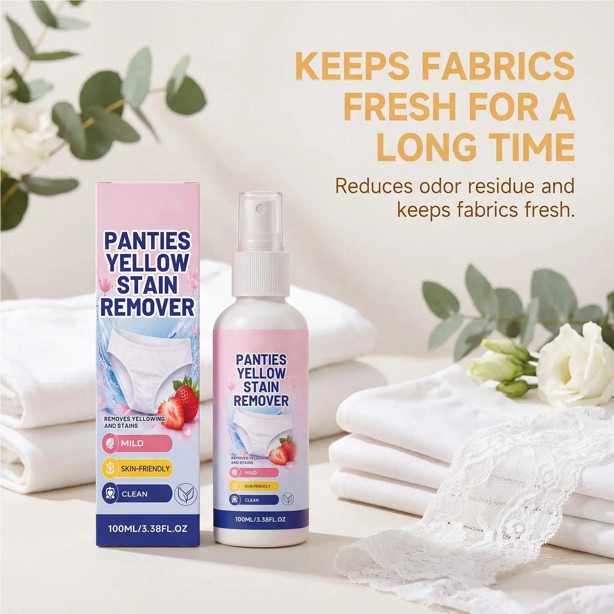 Underwear Stain Remover Spray 100ml Blood Secretion Yellow Spot Cleaner Gentle Skin Safe No Scrub Laundry Detergent for Lingerie
