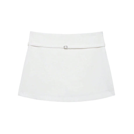 Women's Solid Color Skort with Belt Side Zipper Casual Shorts Skirts Fashionable And Stylish Women's Clothing