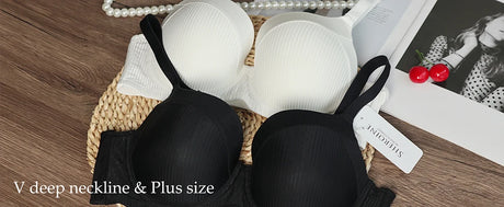 Sheroine Plus Size T-Shirt Bra, Push Up Underwire Lightly Padded Full Coverage Plunge Bras for Women Supportive Comfort