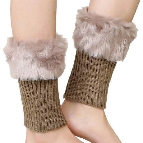 Women's Winter New Average Size Short Flip Flop Fur Warm Socks Boot Covers Knitted Wool Leg Warmers Breathable Anti-friction