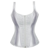 Gothic Corset Top With Straps Sexy Floral Zipper Brocade Overbust Lingerie Burlesque Body Shaper Lace Up Bustier Plus Size
