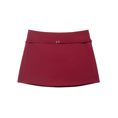 Women's Solid Color Skort with Belt Side Zipper Casual Shorts Skirts Fashionable And Stylish Women's Clothing
