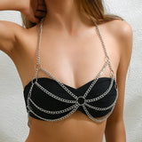 Metal Body Chain Bra Harness Sexy Chest Chain Beach Body Jewelry For Women 2025 Rave Accessories