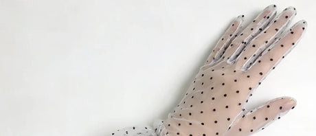 Short Dot Embellished Wedding Veil Performance Gloves for Women Netting Bridal Wedding Gown Polka Dot Gloves Breathable Gloves