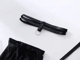 Cupless Lingerie Set Silk Bra Thigh Straps 3Piece Satin Bowknot Erotic Underwear for Women