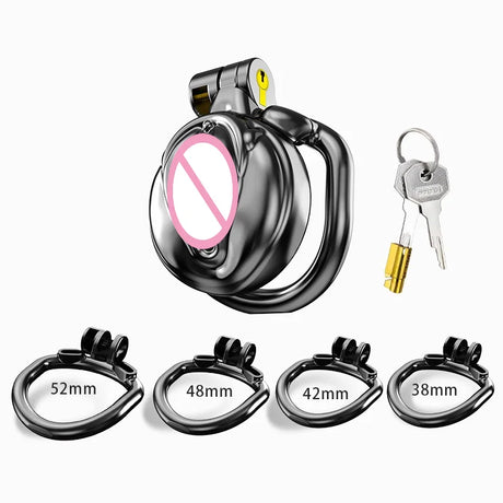 New Sissy Simulation Vagina Cock Cage Stainlesswith 4 Penis Rings Chastity Lock Man Chastity Belt Man's Sex Products Sex Toy 18+