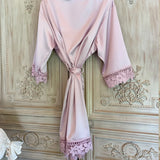 Personalised Sega Floral Wreath Robes Custom Bridal Robe Satin Wedding Bridesmaid Kimono Dressing Gown Bride to be Robe