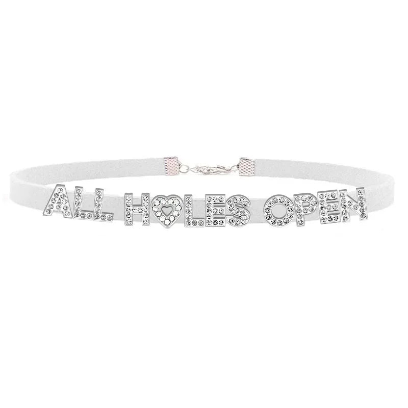 Sexy Bad Words All Holes Open Letters Choker Necklace Women Men Suggestive Adult Chocker Collar Cosplay Custom Jewelry Gift