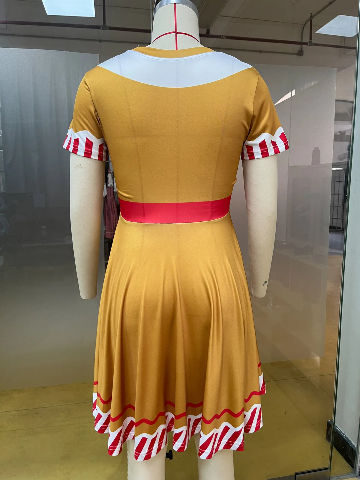 Gingerbread Woman Cosplay Costume for Women Christmas Halloween Masquerade Party Dress Set Stage Performance Fancy Outfit