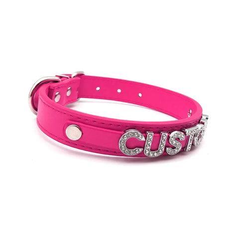 Sexy Hot Rosy Leather Customized Name Letters Collar Choker Necklace DIY Personalized Cosplay Buckle Belt Chocker Jewelry Gift