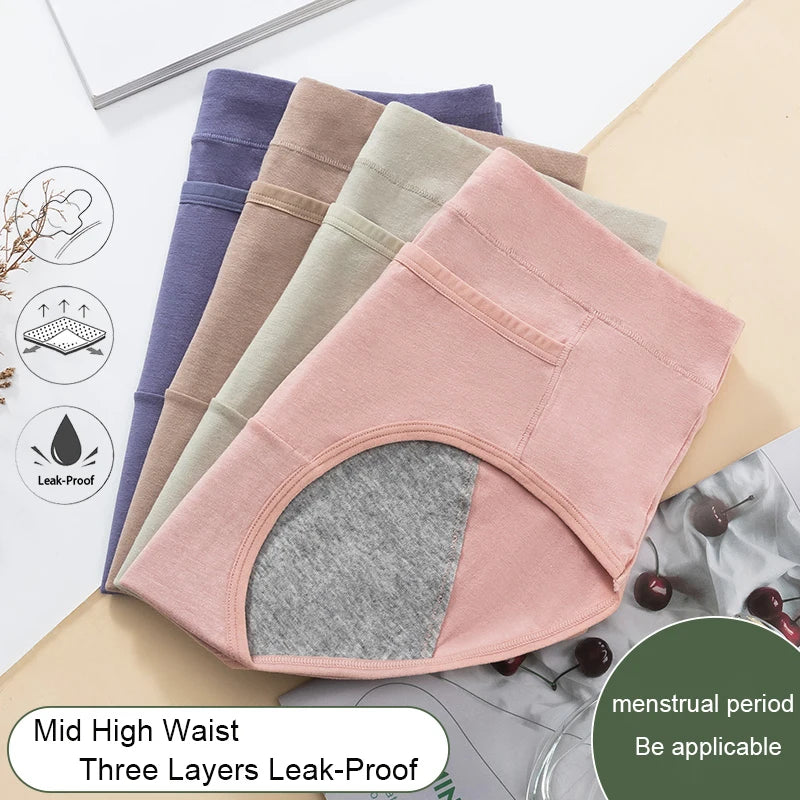 3PCS Cotton Menstrual Panties Leak Proof Breathable Sexys Panties Woman Women Girls Physiological Pants Women's Intimates M-XL