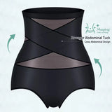4pcs High Waisted Women's Panties Breathable Tummy Control Shapewear Mesh Cross Tummy Cinching Ice Silk No Trace Triangle Panties Tummy Tuck Shape