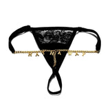 Sexy Custom Chain Thong With Name Letters String Hotwife Gifts Customized Boyfriend's Name Lace Panties Name Personalized String