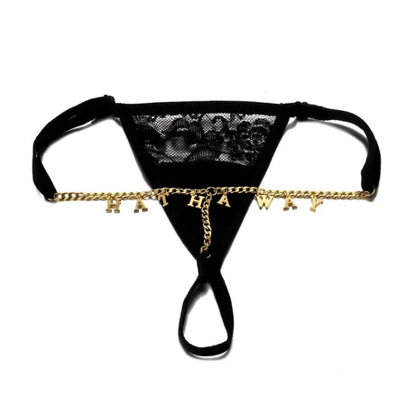 Custom Chain Thong With Name Letters Shiny String Hotwife Gifts Customized Lingerie Lace Panties String Name Personalized Gift