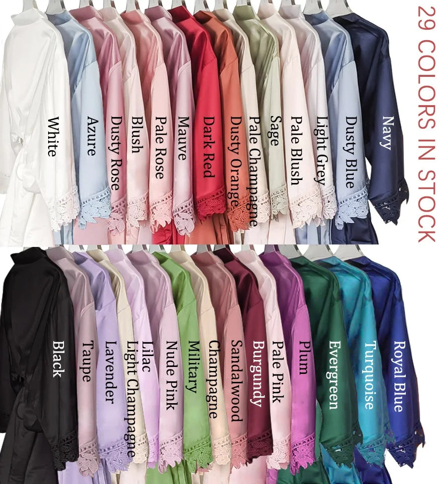 Personalised Sega Floral Wreath Robes Custom Bridal Robe Satin Wedding Bridesmaid Kimono Dressing Gown Bride to be Robe