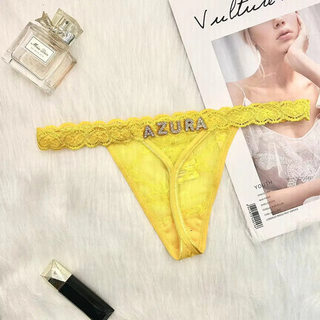 Custom Thongs Lingerie Sexy Bikini with Letters Name G-String Waist Chain Women Body Chain Lace Thong Personalized Unique Gift