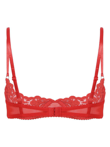 Women's Sexy Open Cup Bra Tops Sheer Floral Lace Underwire Push Up Bralette Cupless Lingerie Exposed Breast Underwear Nightwear