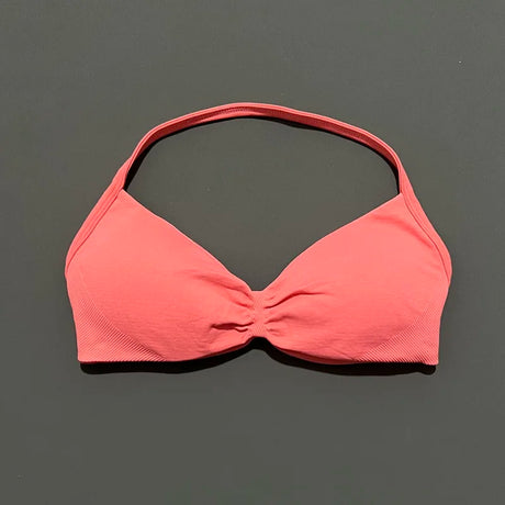HISTELLO Strappy Bra Women Seamless Gym Underwear High Support Halter Sexy Sports Pilates Clothing Push-up Yoga Workout Tank Top